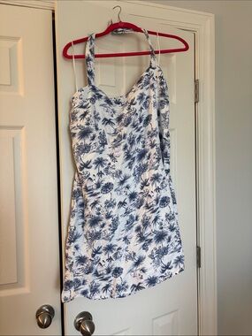 Abercrombie & Fitch White Dress with Navy Blue Tropical Print
